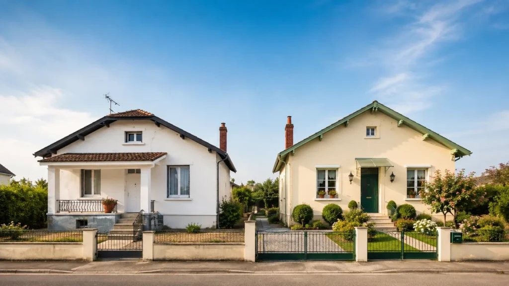 Deux maisons voisines à Montauban illustrant les critères à comparer pour bien estimer la valeur d’un bien immobilier.