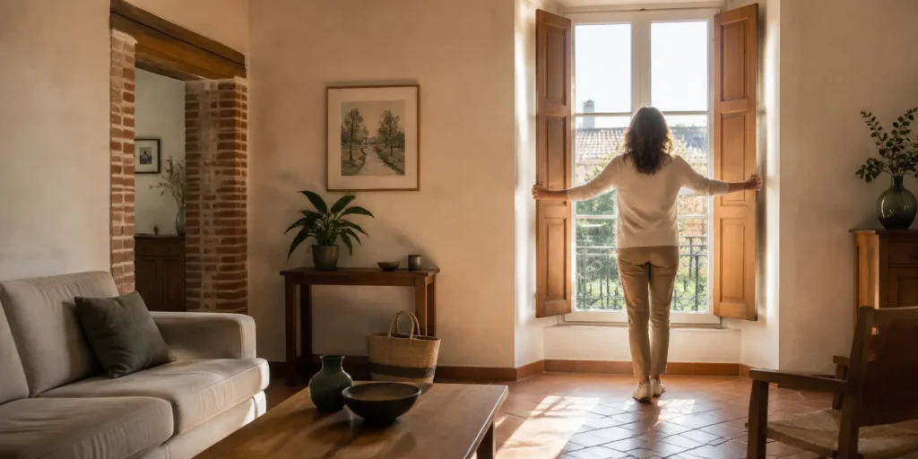 Salon lumineux et rangé d’une maison mise en valeur pour sa mise en vente à Montauban