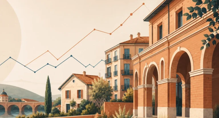 Illustration du marché immobilier à Montauban avec maisons et appartements